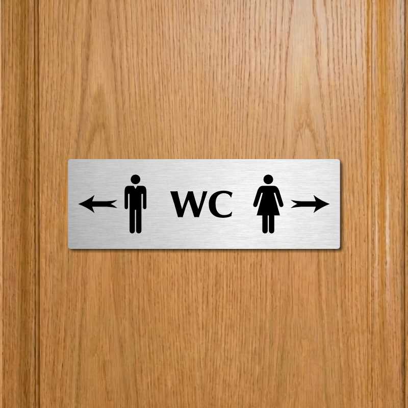 WC společné - rozcestník, 240x79mm, zlatá popiska s rámečkem